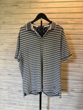 Daniel Cremieux Gray and White Striped Polo